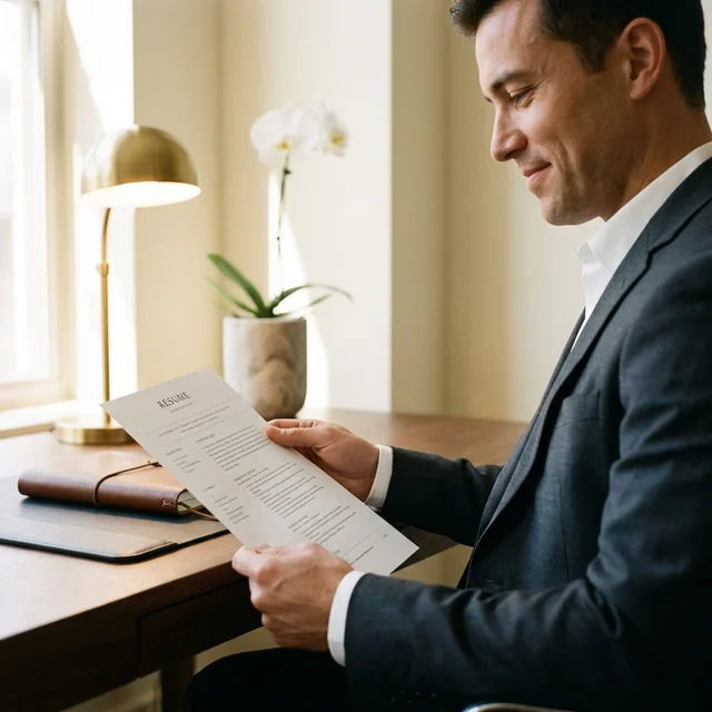 Executive reviewing a custom-written resume